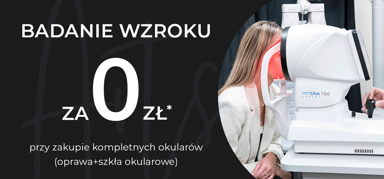 Baner promujący badanie wzroku za 0 zł.